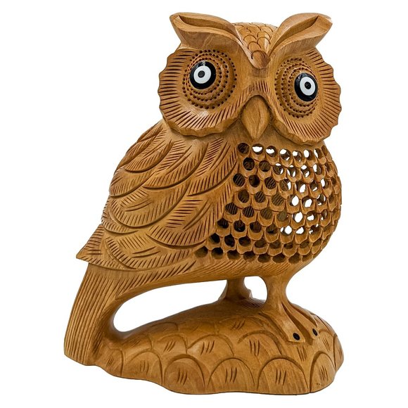 Wooden Handmade Carved Owl Statue (6inch) - Picture 1 of 4
